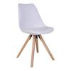 2 White Leather Dining Table Chairs with Wooden Legs