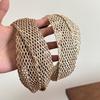 Hair Band Wide Edge Hairband Hollow Bohemian Style Hair Hoop Sweet Straw Weave Headband  Women