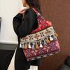 Retro Tassel Shoulder Bag Cloth Bohemian Messenger Bag Portable Ethnic Style Vest Bag  Women