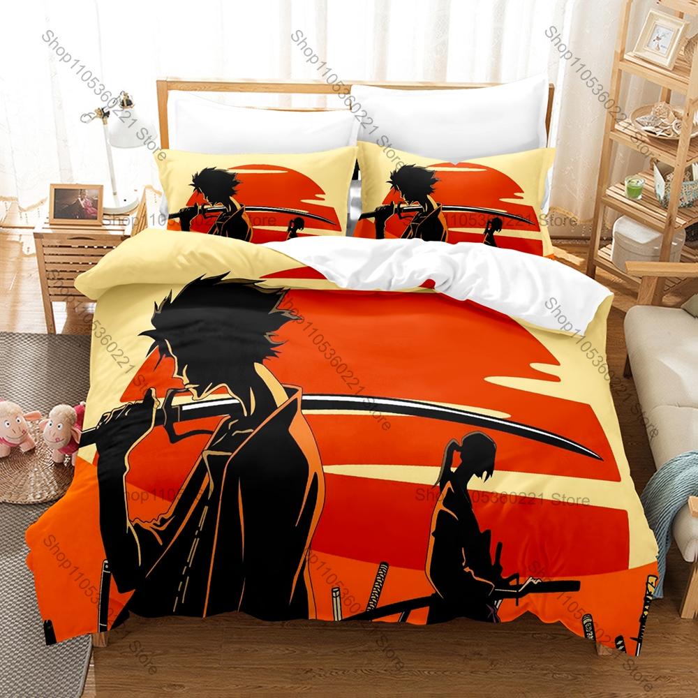 Постельное белье Samurai Champloo 3 предмета с рисунком Муген Дзин Фуу Удобное постельное белье Для фанатов аниме