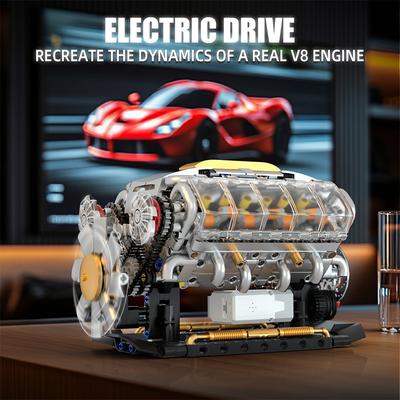 MOC Technik Электрическая Модель V8 Двигателя Конструктор Креативные Обучающие Игрушки Рождественские Подарки Для Мальчиков Детей