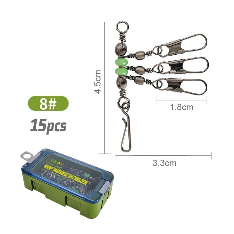 8#/10# Glow Fishing Pin Connector - Swivel Barrel Squid Rig with  Hard  Bait Lock, 25 - Piece  Kit for  Luminous Tackle