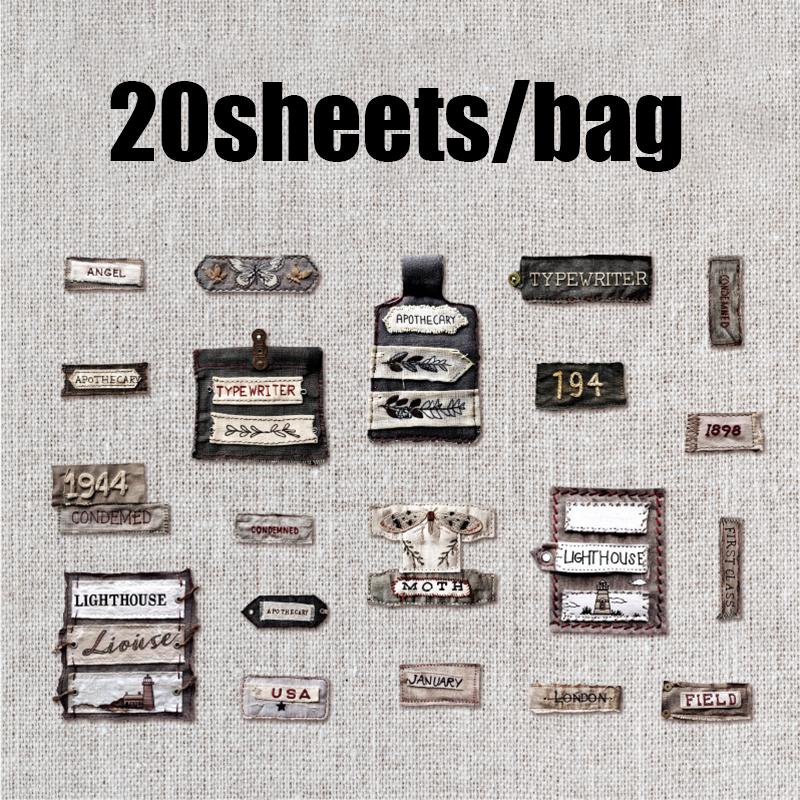 20 Sheets Vintage Fabric Theme Sticker Pack For DIY Scrapbooking Guitar Phone Case Notebook Decoration Craft Supplies