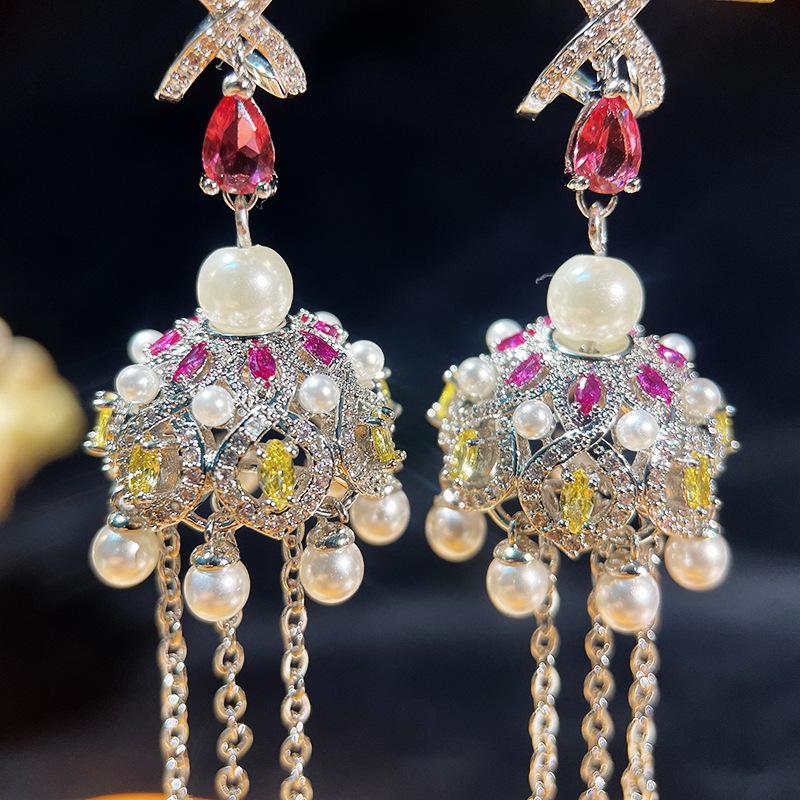 Модные серьги из серебра 925 пробы с иглами, ретро-серьги с колокольчиками, серьги с кисточками, имитация жемчужного колокольчика, женские серьги