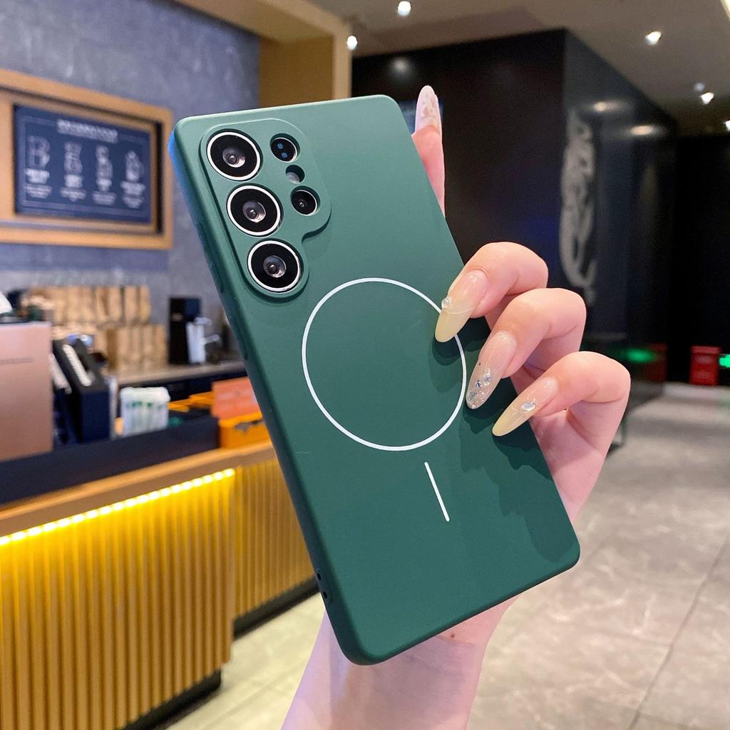 Suitable for Samsung S25 Ultra Thin Circle Magnetic Phone Case A55 Liquid A54 Silicone Soft Shell A16 Skin Feeling Full