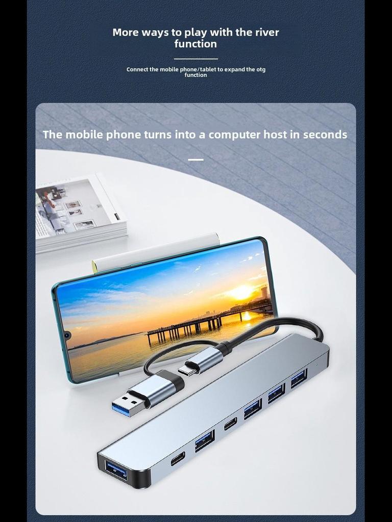 7-in-1 USB 3.0 Type-C Docking Station Notebook Expansion Hub