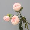 Букет из 3 веток искусственных цветов с 2 цветущими головками и 1 бутоном, роза с эффектом настоящего прикосновения, ветка для свадебного декора, домашнего офиса, стола