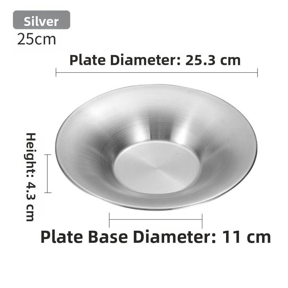 Deepened Design Stainless Steel Plates Gold Silver Color Noodles Bowl Tableware For Dining
