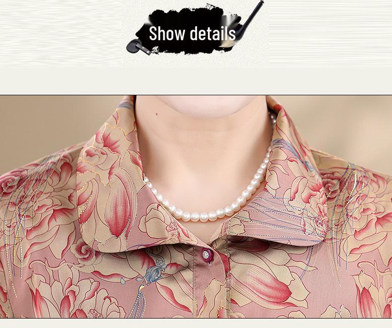 2026 Spring/Summer Plus Size Printed Shirt for Middle-Aged & Elderly Women - Loose & Slimming Mother's Top
