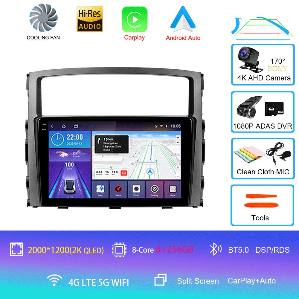 Автомобильное радио Android14 Carplay для Mitsubishi Pajero 4 V80 V90 2006 - 2014 Навигация GPS Мультимедийный проигрыватель WiFi+4G Стерео видео BT