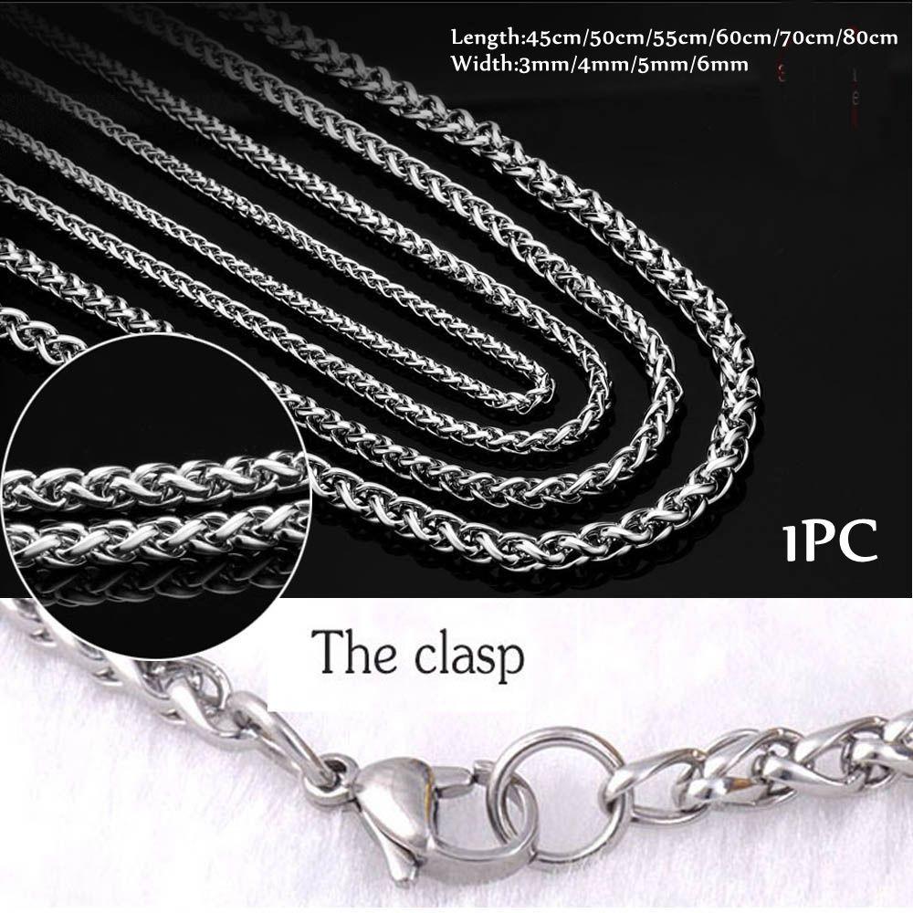 Men Cool Choker Silver Color Stainless Steel Necklace Metal Collar Heavy Link Braided Wheat Chain