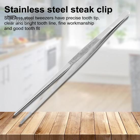 Anti-corrosion Stainless Steel Tweezers Kitchen Extra-Long Cooking Tongs Fine Tweezer for Grilling Anti-Slip Handle Multi-Functional Baking