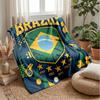 Brazil Football Printed Flannel Blanket Skin Friendly Warm Decorative Throw for Indoor Couch Bed Daily Use