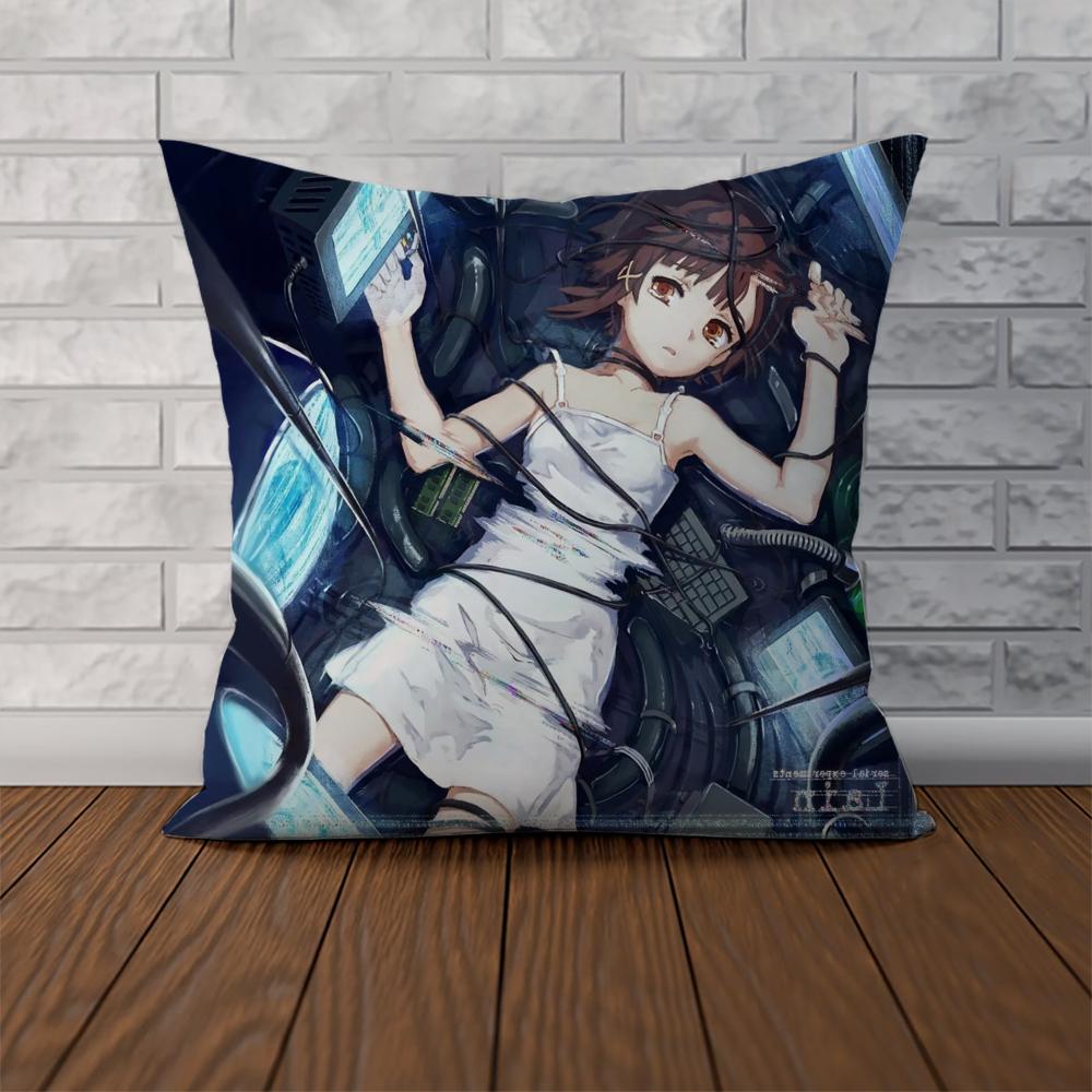 Подушка с принтом Serial Experiments Lain для автомобиля, дивана, декоративная, для дома, двусторонняя, плюшевая, квадратная, наволочка
