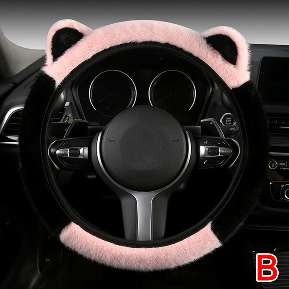 Зимний Мультяшный Плюшевый Чехол на Руль Автомобиля Теплый Универсальный Сезонный Нескользящий Аксессуар Милый Четыре Украшения Автомобиль НОВЫЙ
