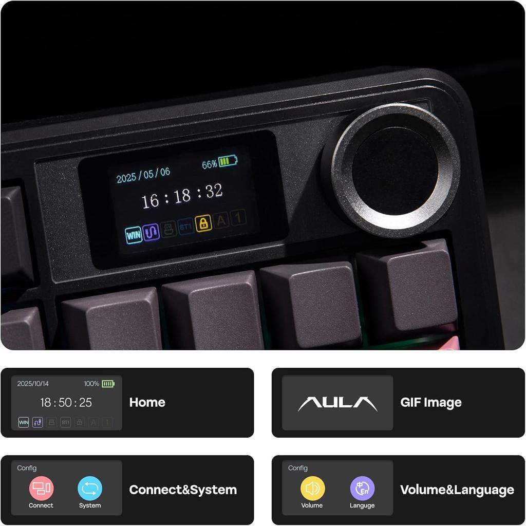 AULA F108 PRO 108 Key Mechanical Keyboard RGB Backlit Hot Swappable PBT Keycap 8000mAh Battery Full Size E-sport Gaming Keyboard
