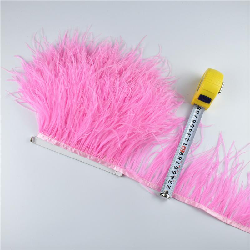 Feather1M 5M 10Meters Ostrich Feather Skirt Fringe Trims 10-15CM Ostrich Feather Ribbon Feathers for Crafts Wedding Feathers Decoration