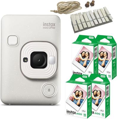 Instax Mini LiPlay Misty White с 40 пленками и гирляндой (Набор из 6 предметов)
