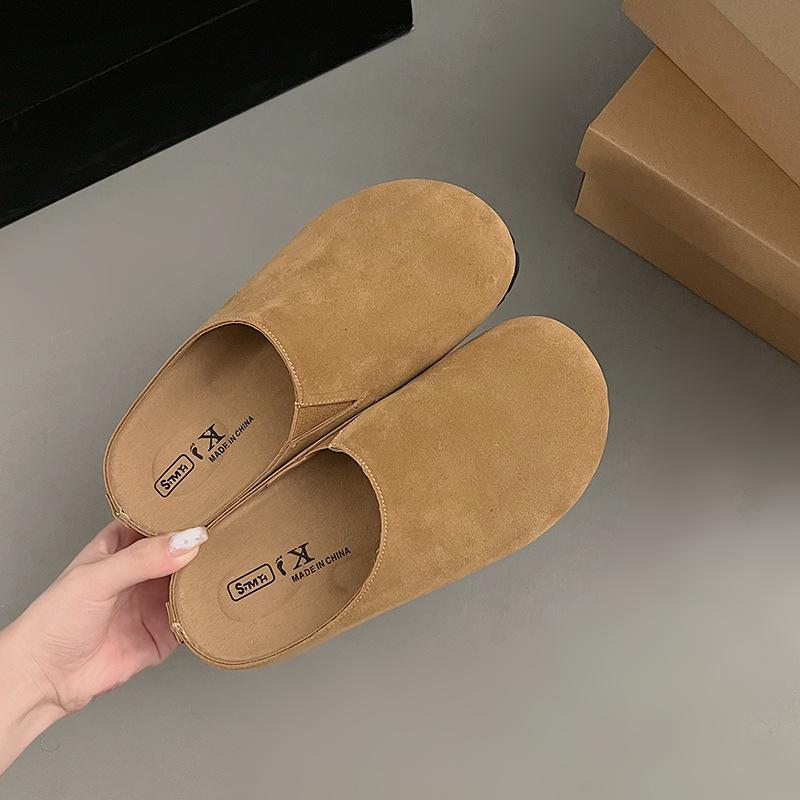 Простые сумки-головы полутапочки женские для улицы на плоской подошве весенние новые однопедальные из мягкой кожи балетки