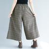 Women's Spring and Summer Plaid Seven-minute Pants Large Size Loose Casual Skirt Pants Tight Waist High Waist Wide Leg Pants