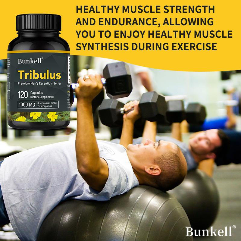Капсулы с экстрактом Tribulus terrestris 1000 мг, добавка для поддержки энергии 120 капсул