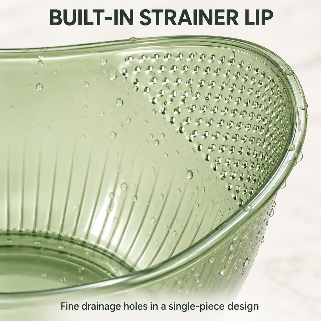 Multifunctional Rice Washing Drain Bowl with Handle, Fruit Vegetable Colander
