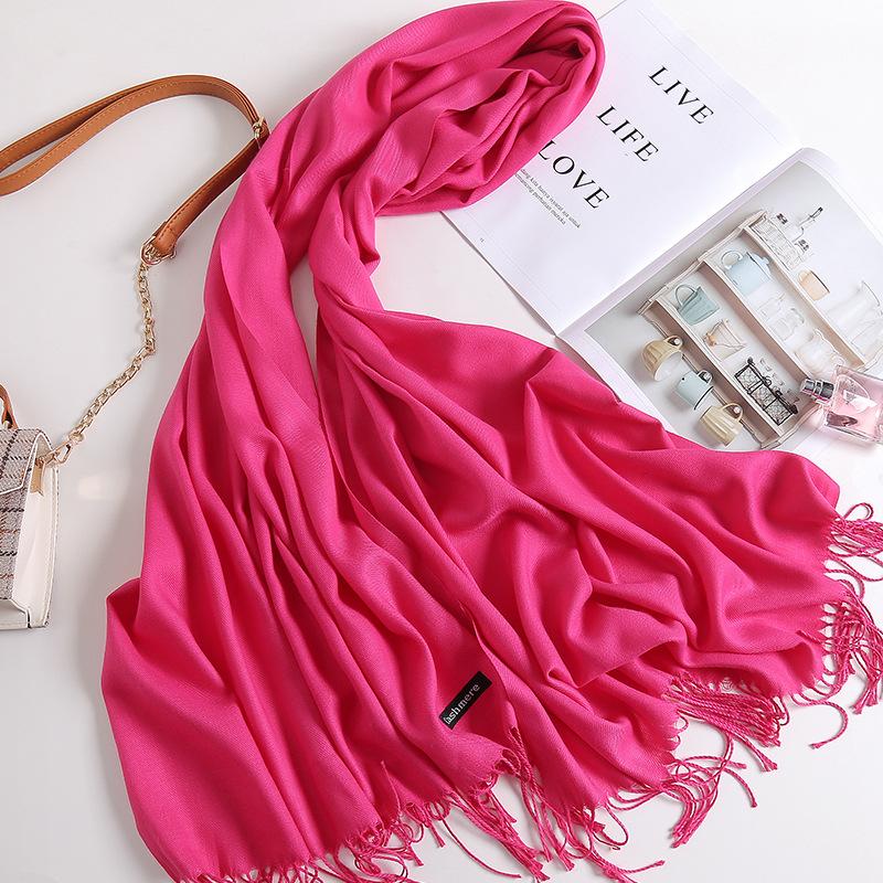 Осенне-зимний новый женский кашемировый шарф, однотонный, имитация кашемира, толстый вышитый кашемировый платок