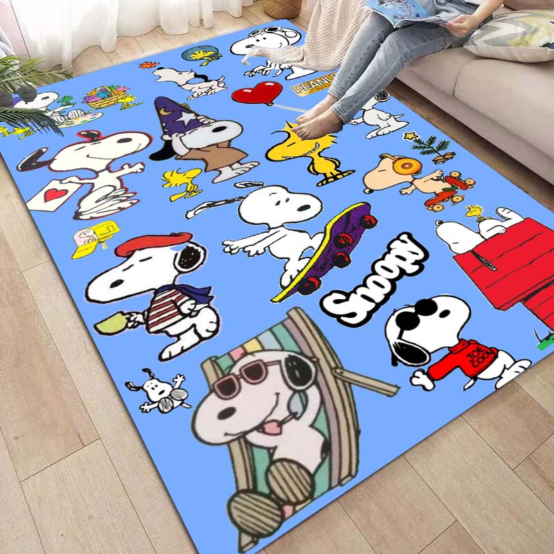 Non-slip area rug for living room with Snoopy cartoon design, soft rug for bedroom, children's playroom, sofa, home decor, doorm