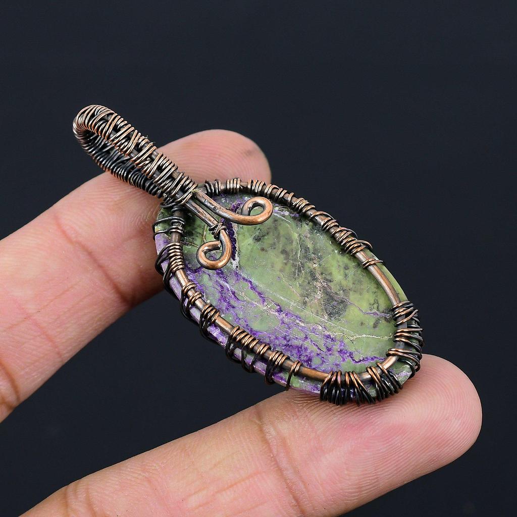 Tree Of Life Purpurite Gemstone Pure Copper Wire Wrapped Handmade Pendant Jewelry