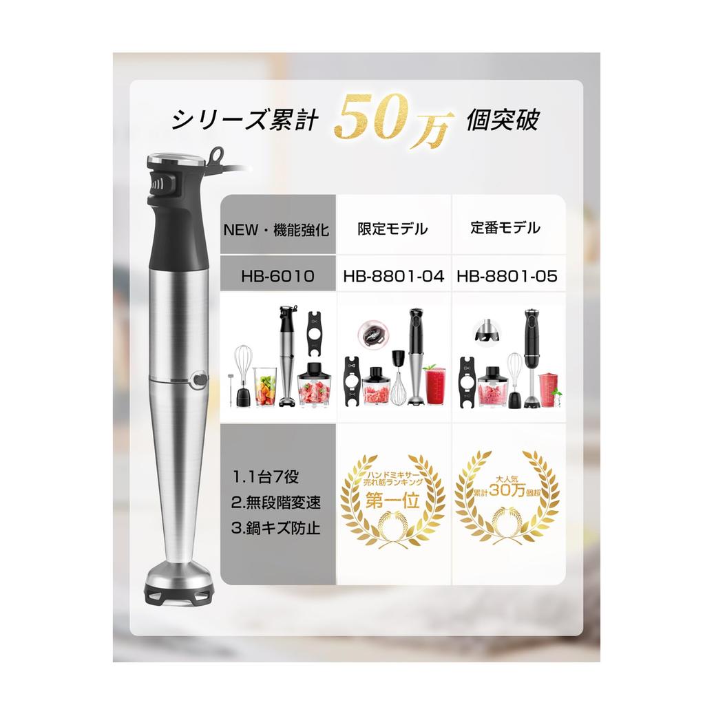 QOOQOOGE Ручной миксер для детского питания 7 в 1, электрический блендер для приготовления пищи, блендер, [предотвращает появление царапин], миксер для льда/мяса/фруктов/овощей, венчик,