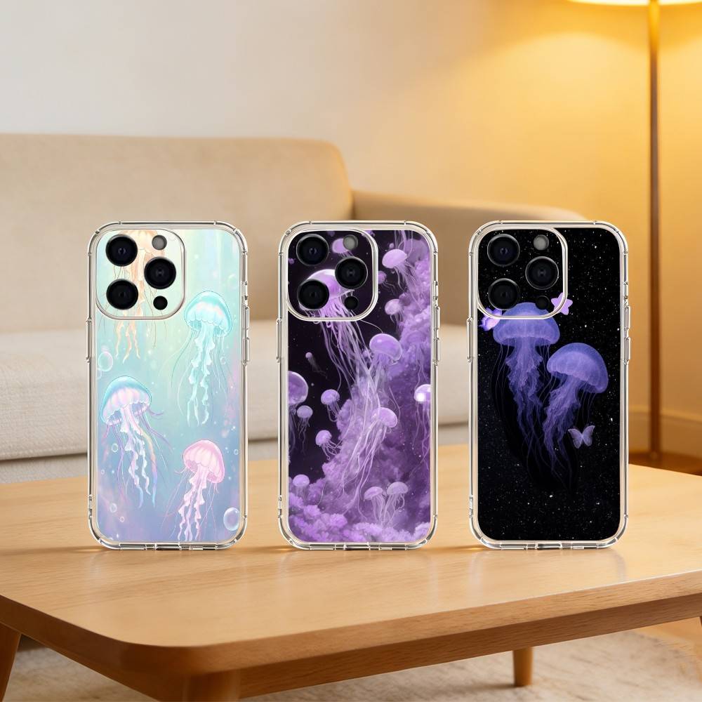 INS C-Мультяшный медуза Чехол для телефона Для iPhone 17 16 15 14 13 12 11 Mini Pro Max Plus Прозрачный чехол