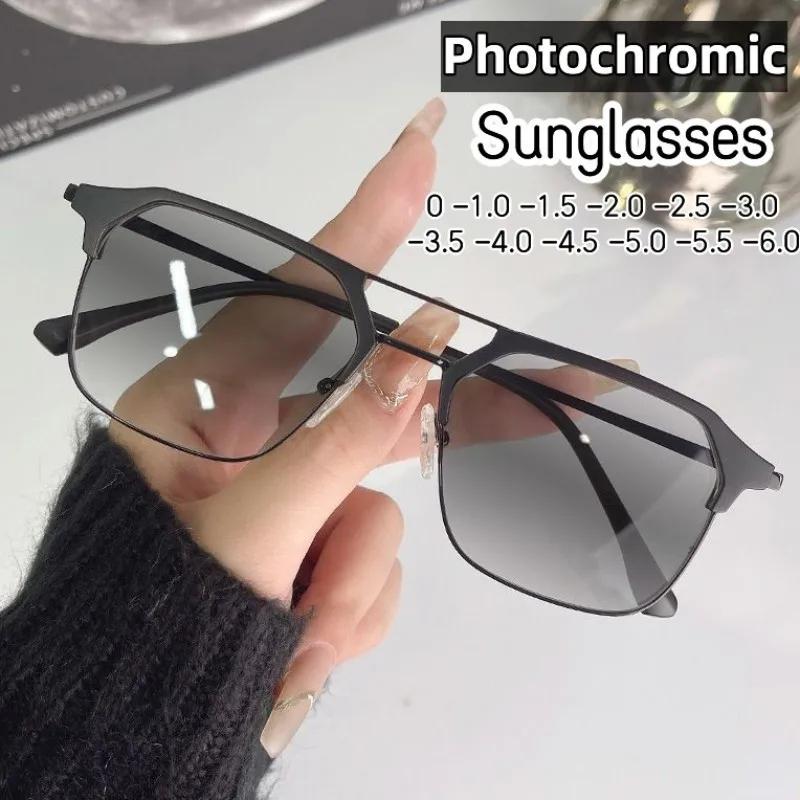 Уличные фотохромные очки, модные очки с минусом диоптрий для женщин, роскошные квадратные близорукие очки, солнцезащитные козырьки, солнцезащитные очки