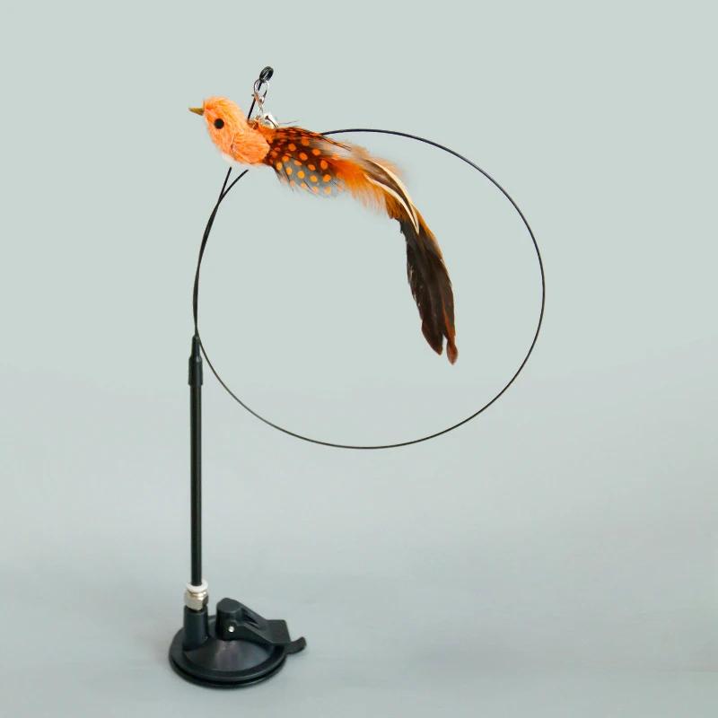 Интерактивная игрушка для кошек Handfree Cat Stick Играющий котенок Играющий тизер Палочка Игрушка на присоске Птица/перо Кошачья палочка Товары для домашних животных