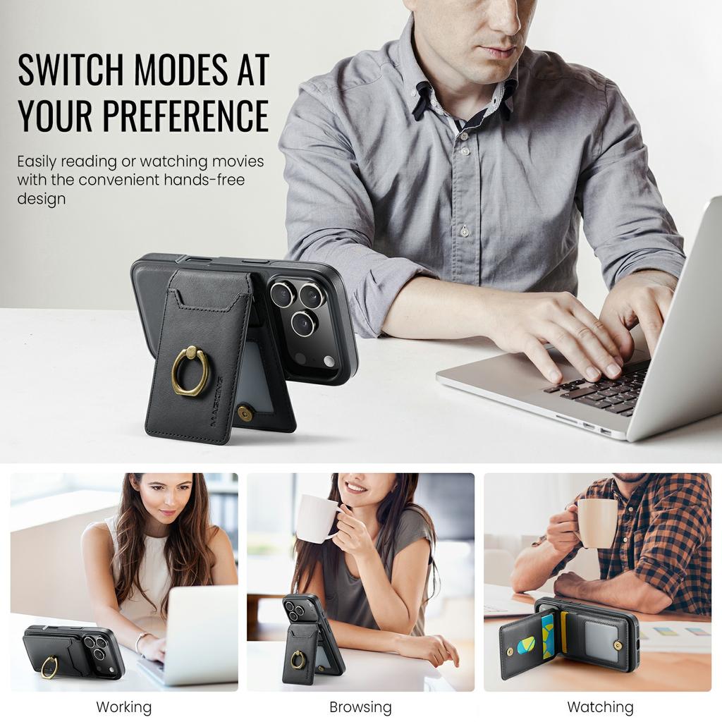 MAGKING K1 Series For iPhone 17 Pro Max Magnetic Case PC+TPU+PU Phone Cover with Card Holder