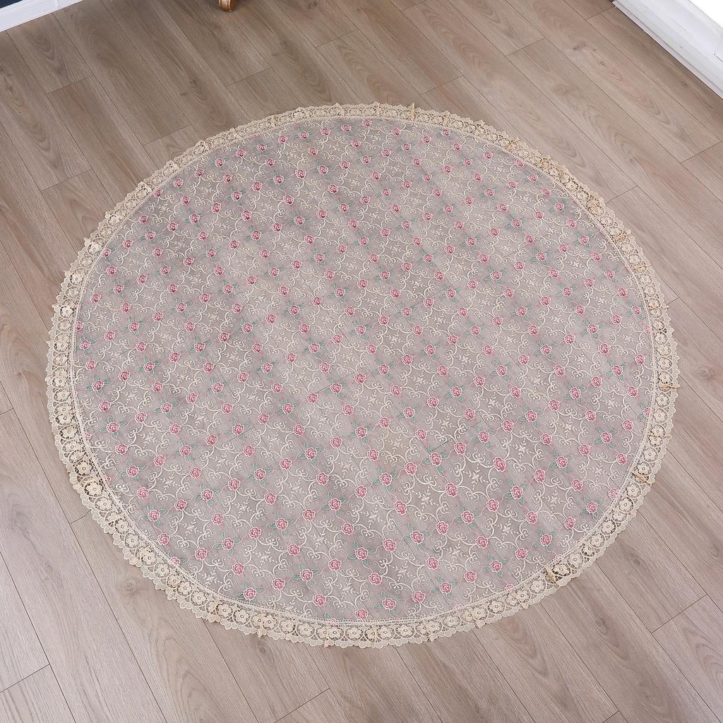New Lace Tablecloth Glass Yarn High Needle Embroidery Flower Placemat TV Cabinet Household Fabrics Decorative Tablecloth