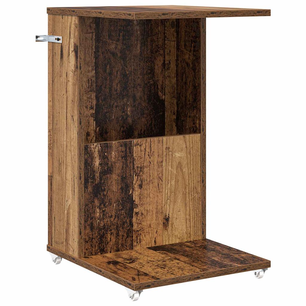 Side Table with Wheels Reclaimed Wood Look 40 x 35 x 60 cm Engineered Wood