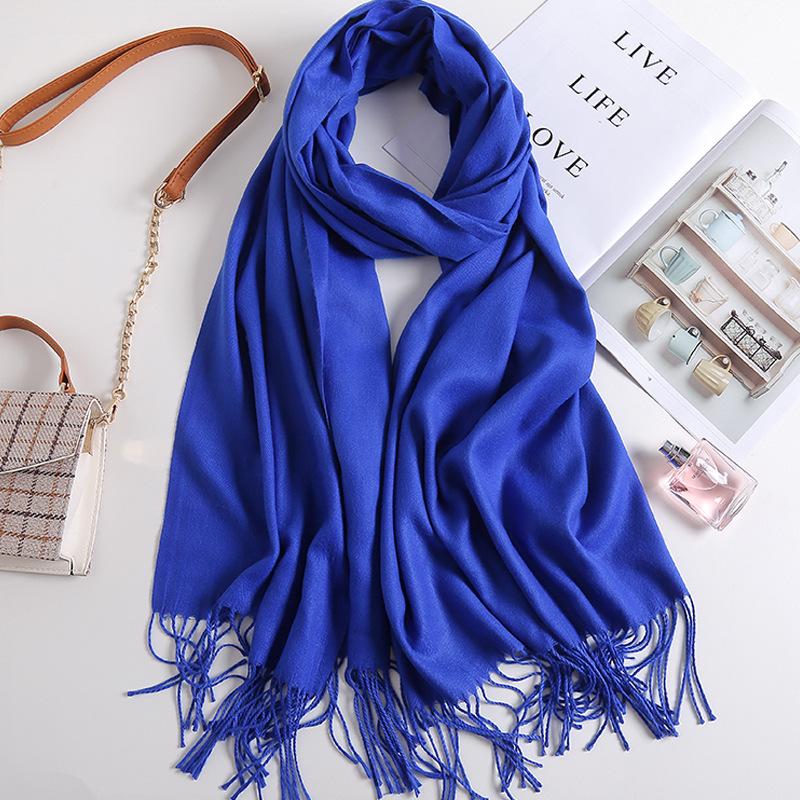 Осенне-зимний новый женский кашемировый шарф, однотонный, имитация кашемира, толстый вышитый кашемировый платок