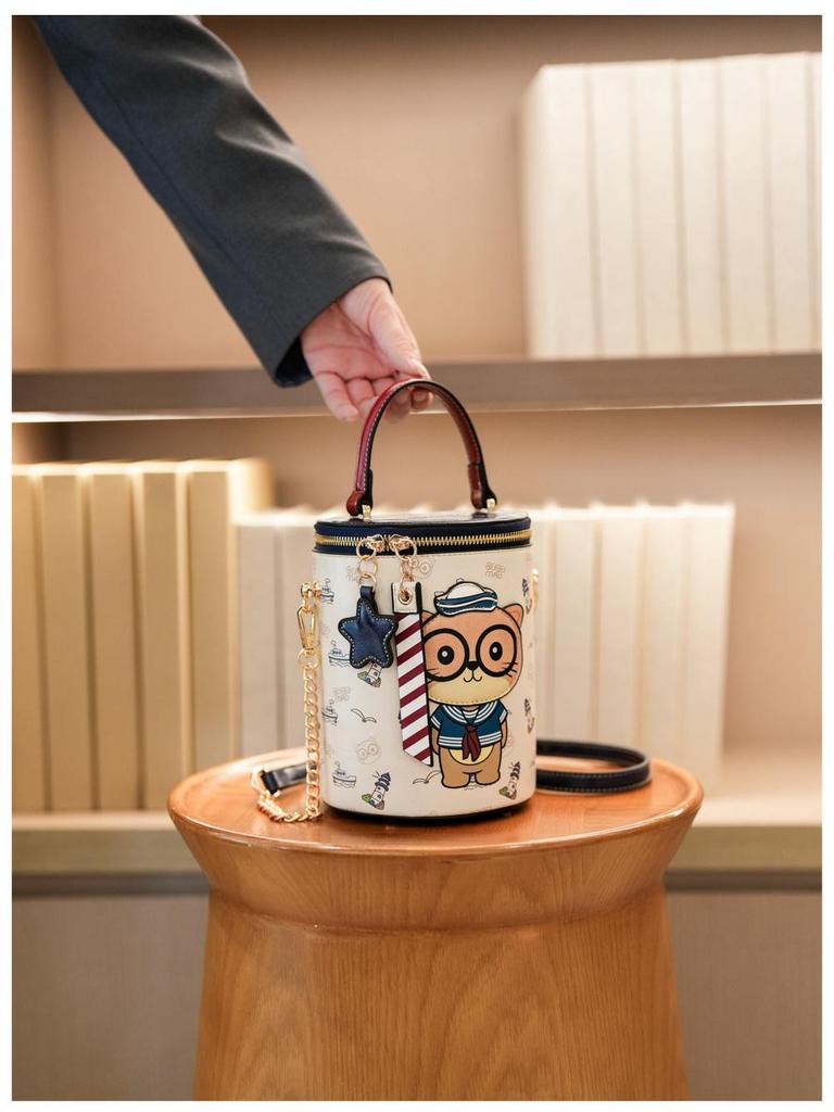 New Cartoon Design Cylinder Crossbody Shopping Bag