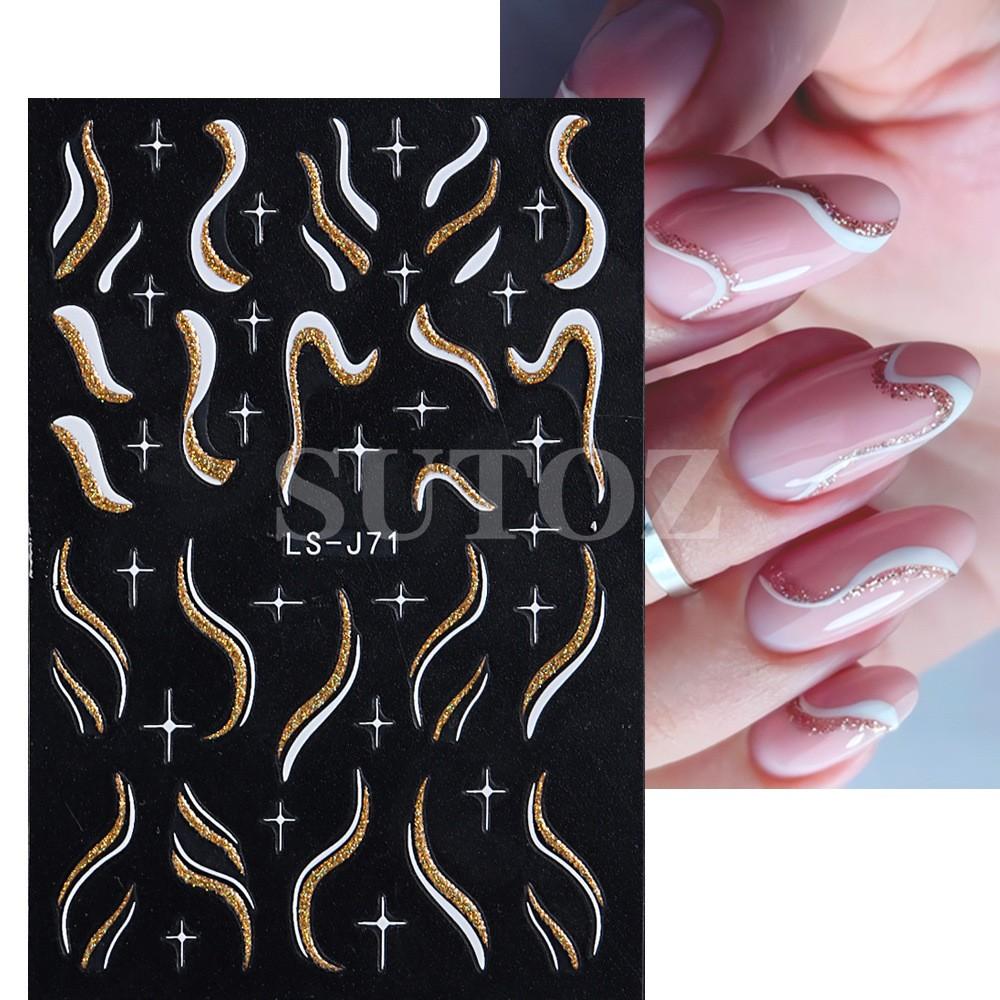 Новые наклейки для ногтей: Горячая французская блестящая нить лента наклейки для ногтей.