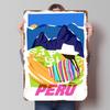Peru Travel With Woman and Mountains Printed Poster Customized Retro Wall Art Vintage Metal Tin Signs for Home House Desk Decor