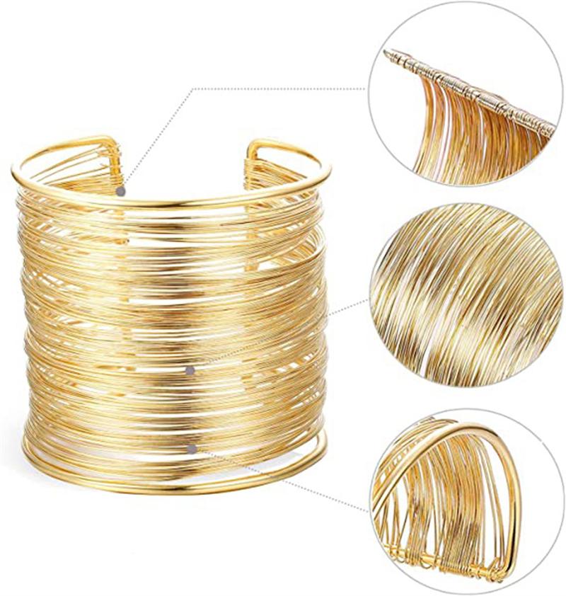 Преувеличенные многослойные открытые браслеты золотого цвета, металлические гиперболы, женские геометрические браслеты, браслеты, бижутерия