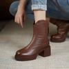 Fashion Booties Lightweight Retro Style Moccasin Plain Female Short Shoes High Quality On Promotion Sale Y2k Boot Pu Women's Ankle Boots