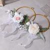 Metal Floral Hoop Wreath Artificial Rose Flower Wreath Iron Round Frame Garland for Bridesmaids Wedding Wall Hanging Decor