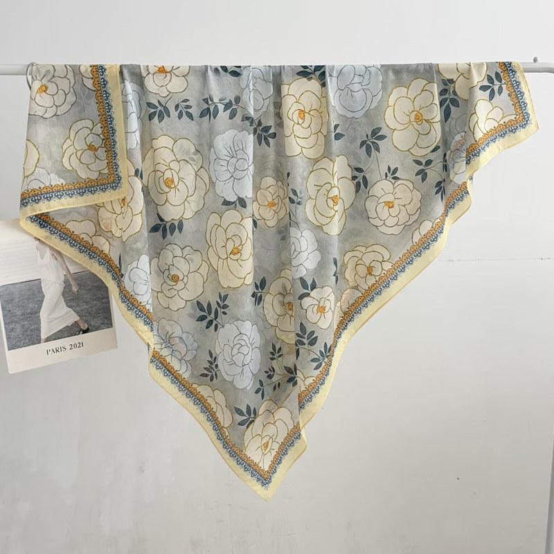 Pastoral Daisy 111 Large Square Scarf Silk Scarf Women's Silk Scarf Air Conditioning Shawl Travel Sunscreen Beach Silk Scarf