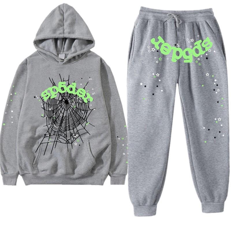 Unisex Hooded Sweatshirt Set With Bold 555555 Graphic Print - Cotton Blend Streetwear Fall
