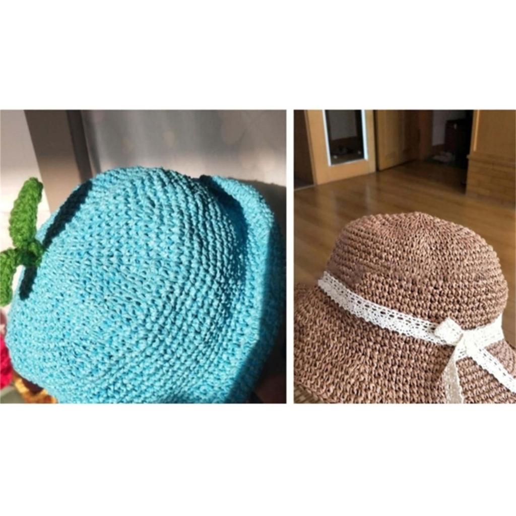 Raffia Straw Yarn DIY Knitting Material for Women Girls Cotton Raffia Yarn Crochet Summer Sun Hat Yarn Seabeach Bag Yarn