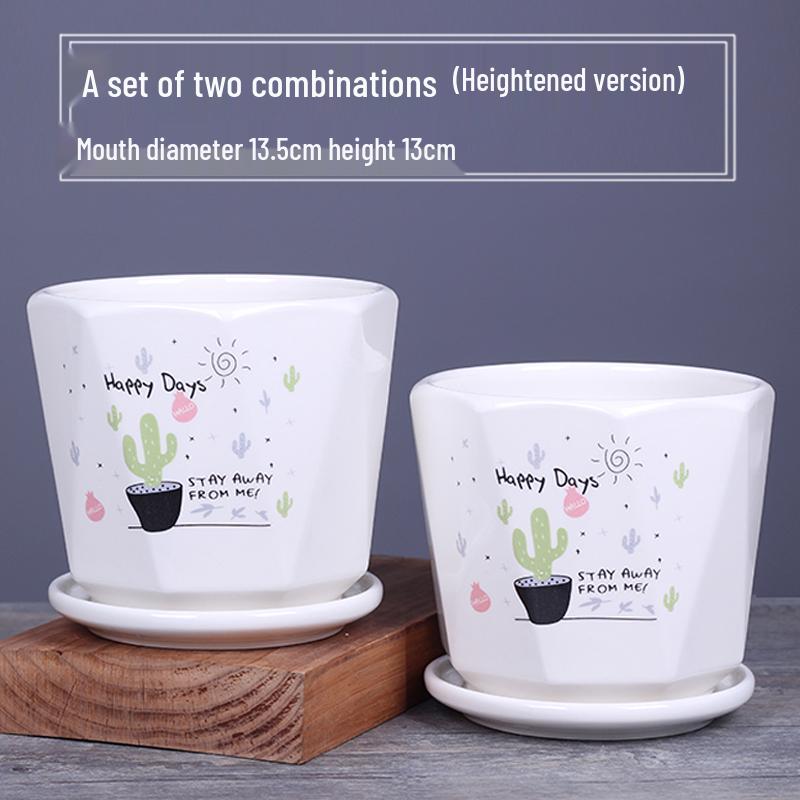 2025 Большой керамический цветочный горшок с поддоном для балкона и гостиной - Орхидея и Суккуленты в стиле альбома