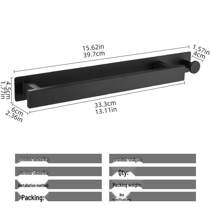 Настенная вешалка для полотенец из нержавеющей стали без сверления - одинарная штанга с полкой