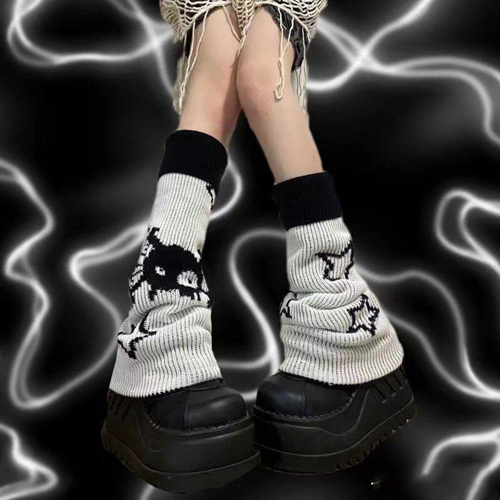 Skull Star For Girls Knitted Foot Cover Double-sided Wear Women Leg Warmers Lolita Boots Cover