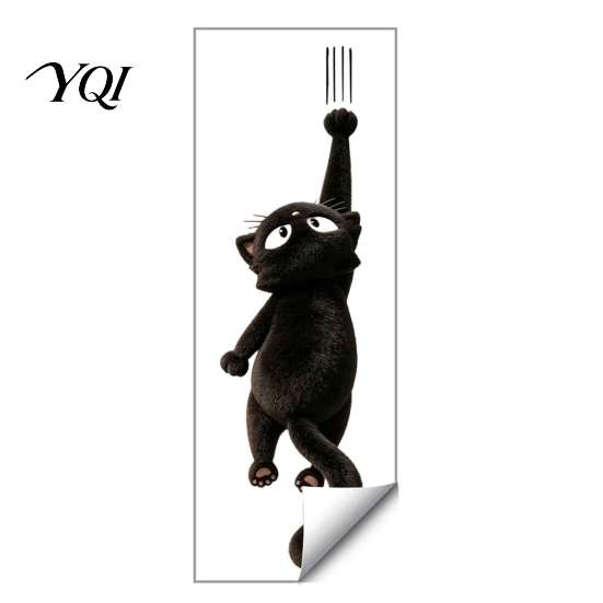Self Adhesive PVC Decals Furry Black Cat Toilet Seat Sticker, Waterproof Bathroom Decal, Removable Cute Accessories Animal Wall Art for Tank